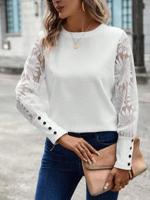 Blusa Manga Longa de Renda