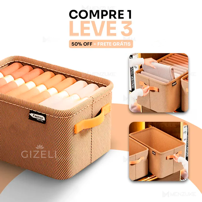 Organizador de Roupas Dobrável Luxe Box® (Compre 1 Leve 3) + Cabite Multifuncional de Brinde