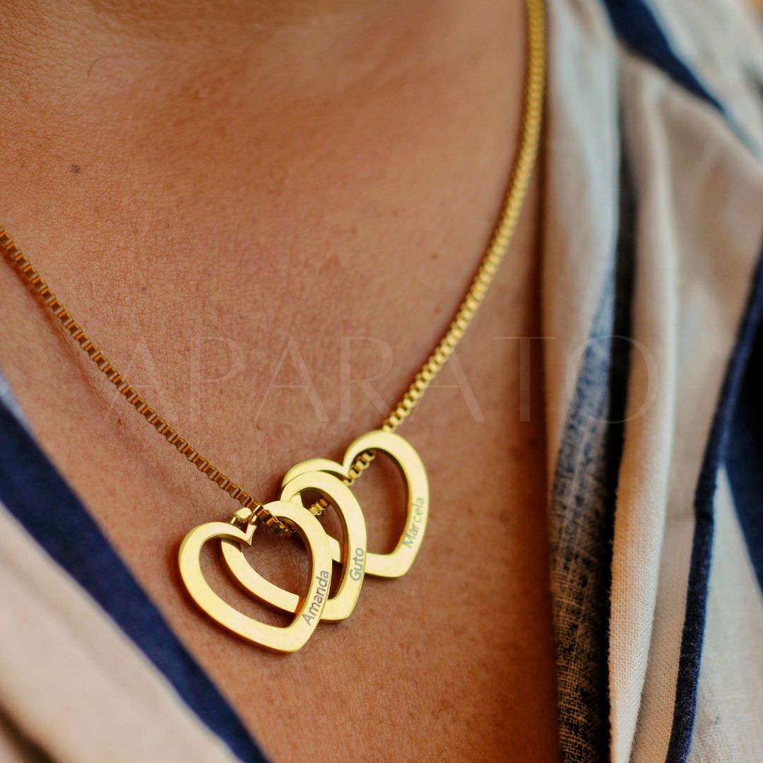 Colar Amor de Mãe Personalizável com Nomes Banhado a Ouro 18k