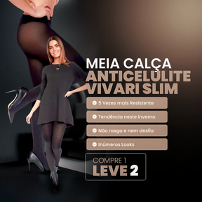 Kit 2 Meia Calça Indestrutível Vivari Slim  + Meia Calça Peluciada Fio 80